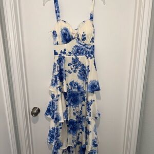 Francesca's Collections Blue Floral High Low Dress